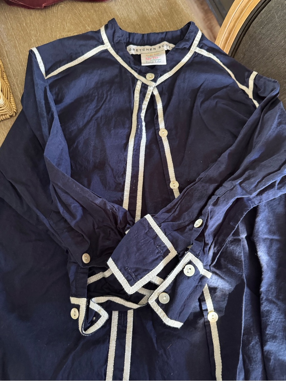 Gretchen Scott Designs Navy Tunic with White Trim